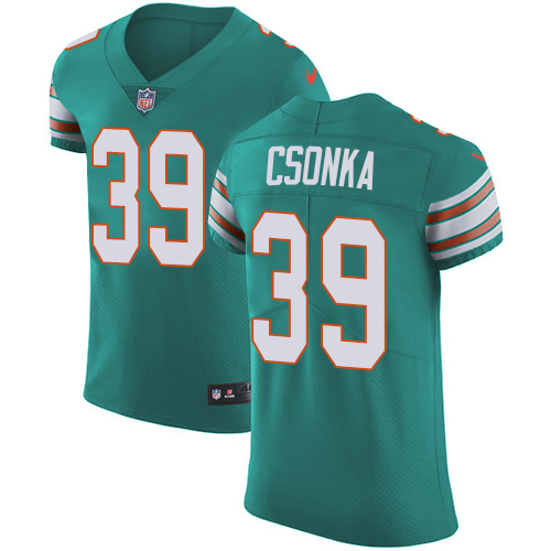Nike Dolphins #39 Larry Csonka Aqua Green Alternate Men's Stitched NFL Vapor Untouchable Elite Jersey